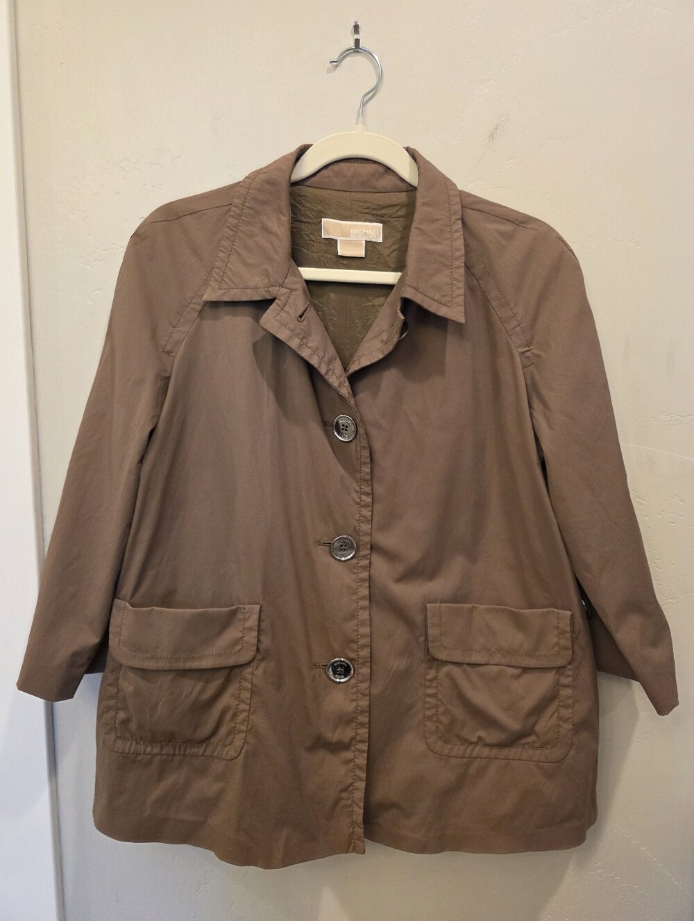 Michael Kors Brown Cropped Utility Trench Coat Jacket Size 10